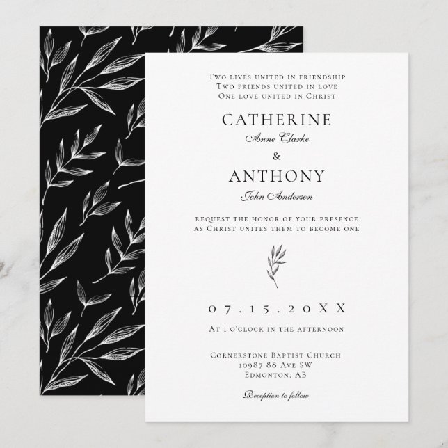 Invitation Chic catholique classique minimaliste chrétien (Devant / Derrière)