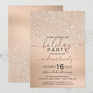 Invitation Chic Champagne Gold Parties scintillant Vacances m