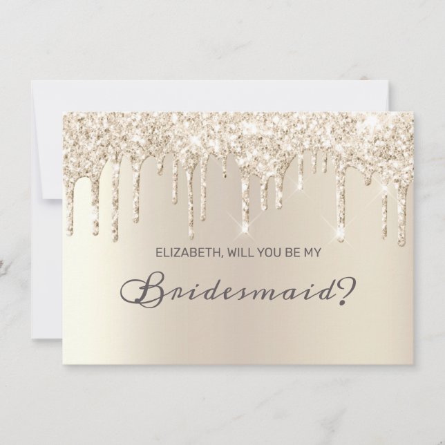 Invitation Chic Champagne Parties scintillant de goutte Éléga (Devant)