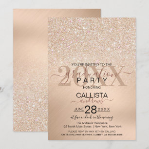 Invitation Chic Champagne Parties scintillant Or Métallic Gra