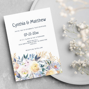 Invitation Chic chic marine ivoire bleu or mariage i