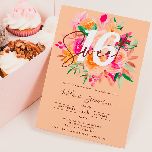 Invitation Chic chic pêche rose automne moderne photo Sweet 1 (Créateur téléchargé)