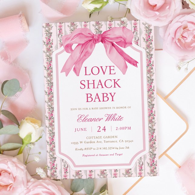 Invitation Chic Chic Rose Love Shack baby shower (Créateur téléchargé)