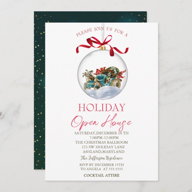 Invitation Chic Christmas Ball Holiday Open House  (Devant / Derrière)