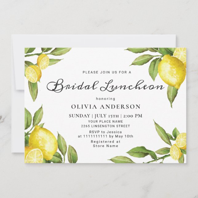 Invitation Chic citron vert aquarelle nuptiale (Devant)