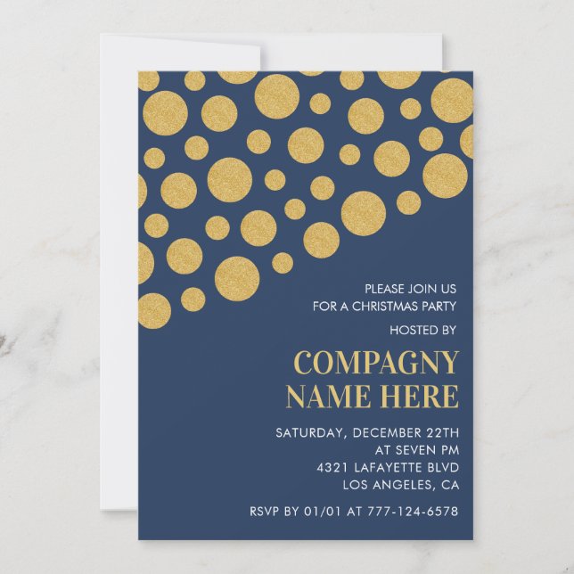 Invitation Chic Company Christmas Party Gold Navy (Devant)