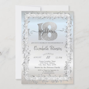 Invitation Chic Confetti Frame 18e fête d'anniversaire
