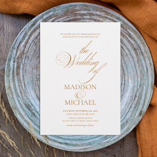 Invitation Chic contemporain Boho Orange Mariage de automne