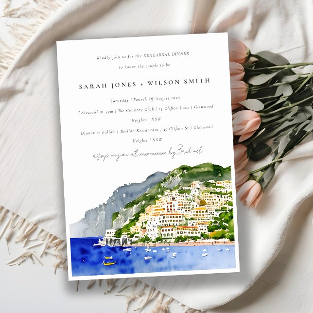 Invitation Chic Côte d'Amalfi Italie Paysage Dîner de Répétit (Créateur téléchargé)