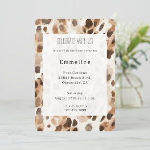 Invitation Chic Cream Brown Leopard Poster de animal Annivers