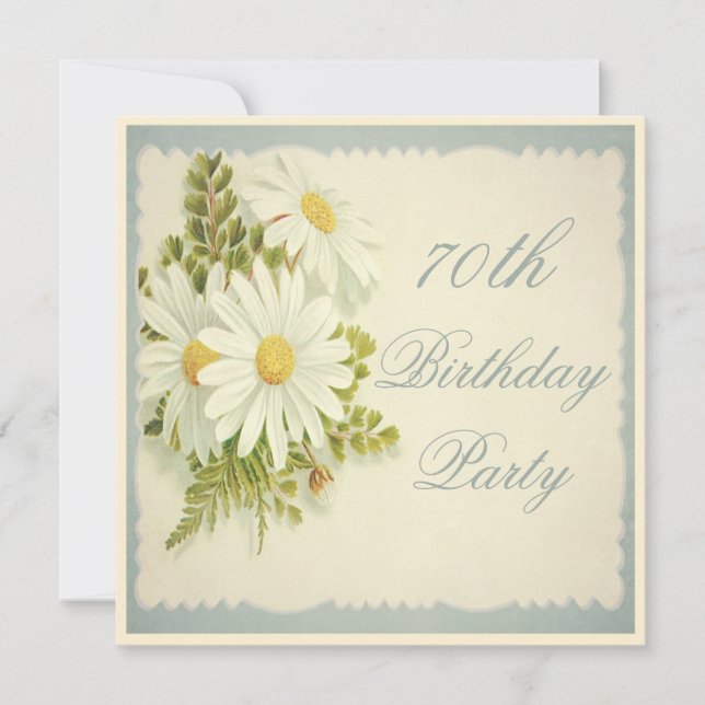 Invitation Chic Daisies Vintages 70e anniversaire (Devant)