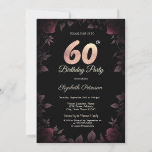 Invitation Chic Dark Bourgogne Rose Noir 80e anniversaire