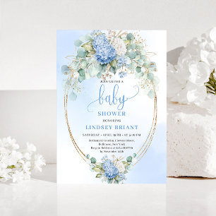 Invitation chic de Baby Shower Hydrangeas Bleues O