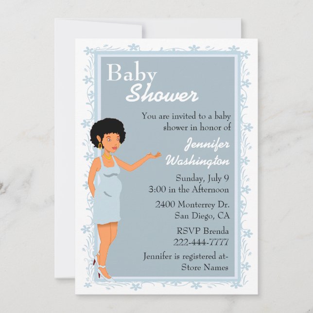 Invitation chic de douche de bébé d'Afro-américain (Devant)
