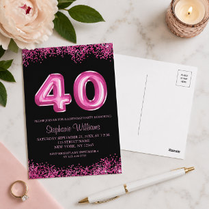 Invitation chic de fête d'anniversaire 40 ans en n