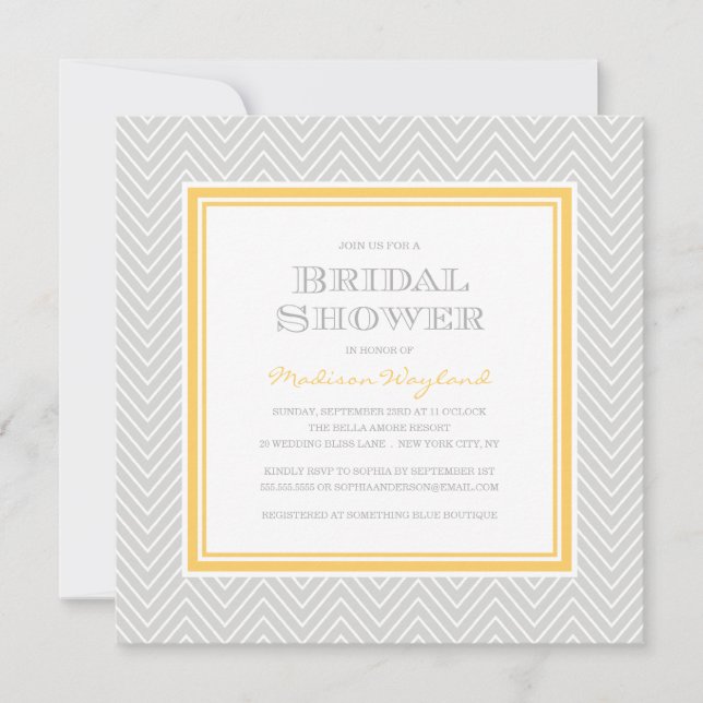 INVITATION CHIC DE FÊTE DE LA MARIÉE DE CHEVRON (Devant)
