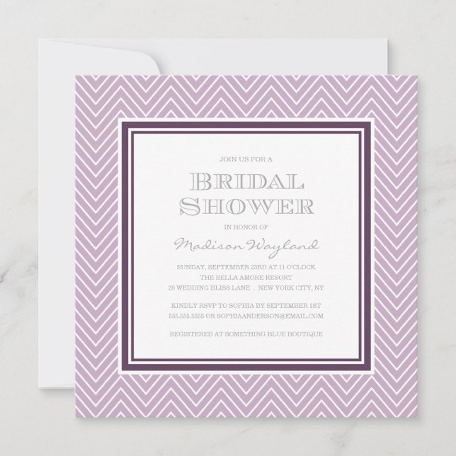 INVITATION CHIC DE FÊTE DE LA MARIÉE DE CHEVRON (Devant)