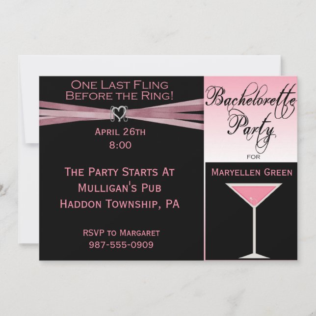 Invitation chic de partie de Bachelorette (Devant)