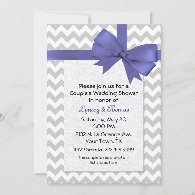 Invitation chic de wedding shower de Chevron (Devant)