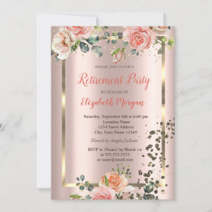 Invitation Chic Diamants Rose Confetti Retraite