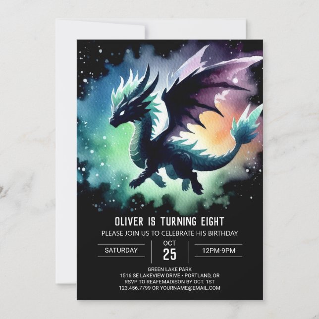 Invitation Chic Dragon Anniversaire numérique (Devant)