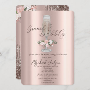 Invitation Chic Drives, Verre, Brunch Rose & Bubbly