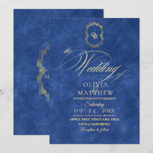 Invitation Chic Dusty Mariage bleu