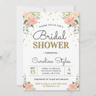 Invitation Chic Élégant Floral Pivoine Mariage Couple Baby Sh