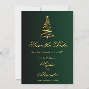 Invitation Chic élégant Noël Arbre mariage Enregistrer la dat