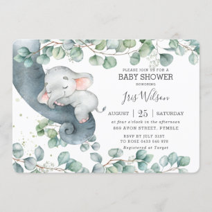 Invitation Chic Elephant Feuilleté Baby shower fille