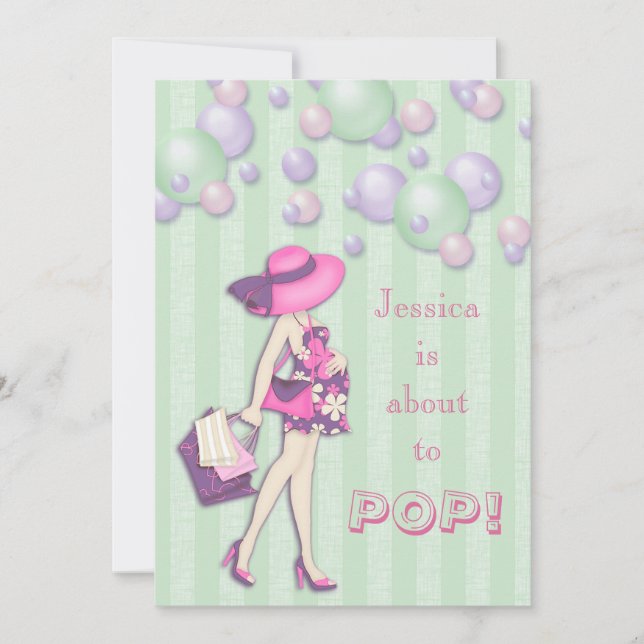 Invitation Chic elle est sur le point de sauter le baby (Devant)