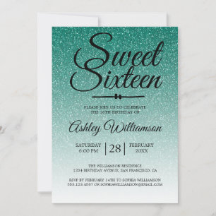 Invitation Chic Emerald Green Parties scintillant Ombre Sweet