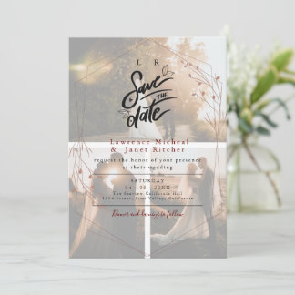 Invitation chic en blanc minimaliste à 3 photos