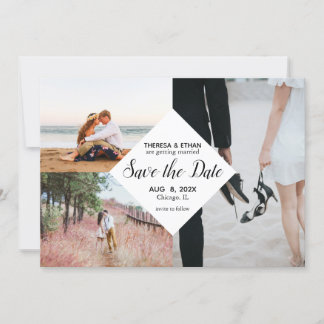 Invitation Chic Enregistrer la date Photo Collage Mariage