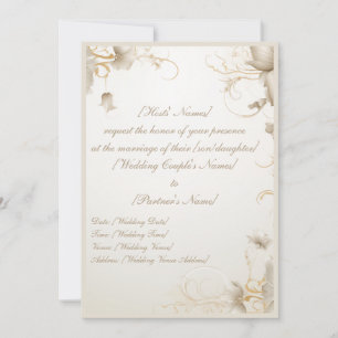 Invitation chic et élégante Fleur d'or Gala
