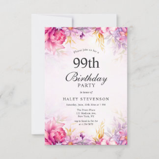 Invitation chic et florale pastel aquarelle pour 9