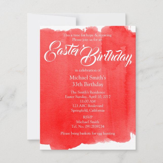 Invitation Chic et moderne pour l'anniversaire de Pâques (Devant)