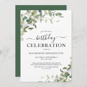 Invitation Chic Eucalyptus fête d'anniversaire