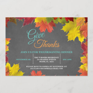 Invitation Chic Fall quitte Chalkboard Thanksgiving Dîner