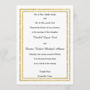 Invitation Chic Faux Gold Glittered Trim - 5x7 Mariage Invita