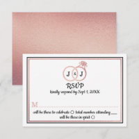 Chic Faux Rose Gold Foil Monogramme Mariage Cercle