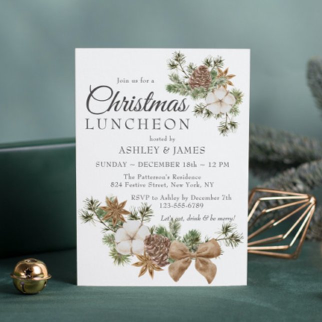 Invitation Chic Festif Cotton Pine Fête Déjeuner (Créateur téléchargé)