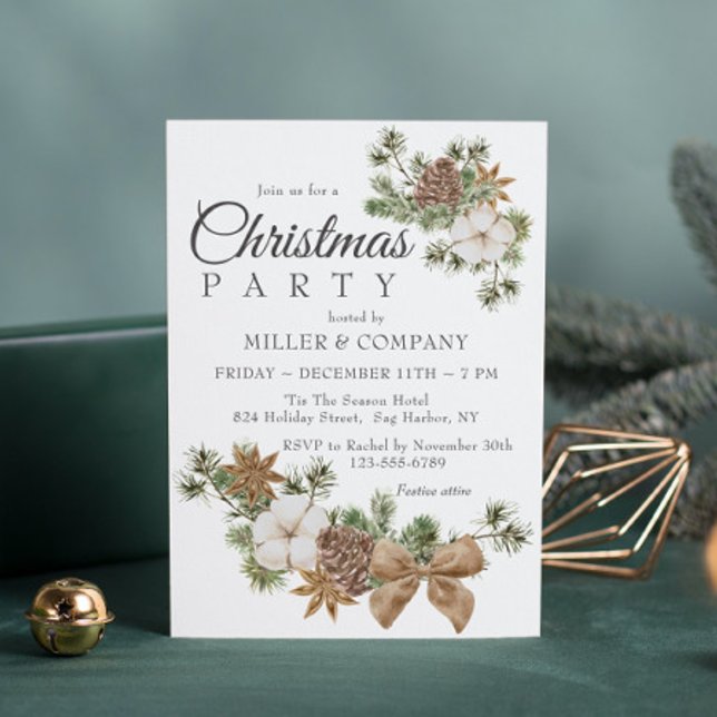 Invitation Chic Festif Pine de coton fête de Noël d'entrepris (Créateur téléchargé)