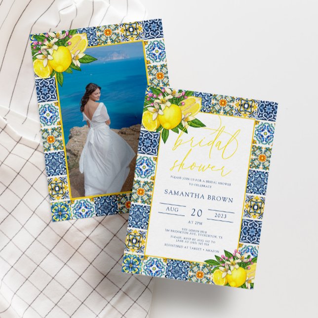 Invitation Chic Fête des mariées méditerranéenne au citron mo (Créateur téléchargé)