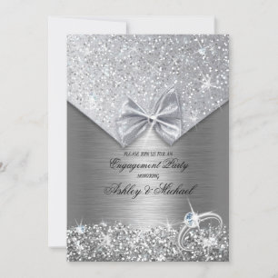 Invitation chic feuille argent éclat paillettes parties scint