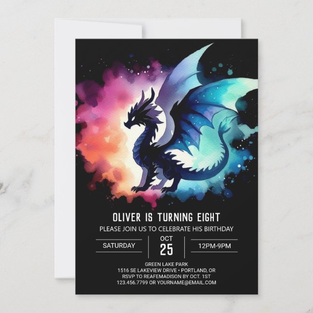 Invitation Chic Fiery Dragon Anniversaire Personnalisé (Devant)
