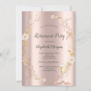Invitation Chic Fleur Sauvage Champagne Rose Gold Retraite 
