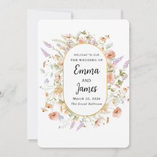 Invitation chic fleur sauvage Spring floral Wreath minimalist