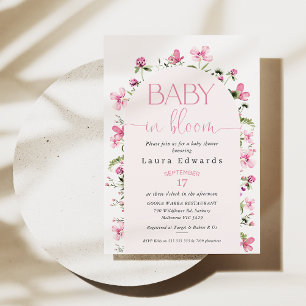 Invitation Chic Fleurs sauvages Arc Rose Bébé En Fleur
