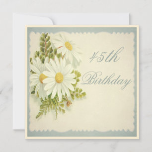 Invitation Chic Fleurs Vintage 45e Anniversaire